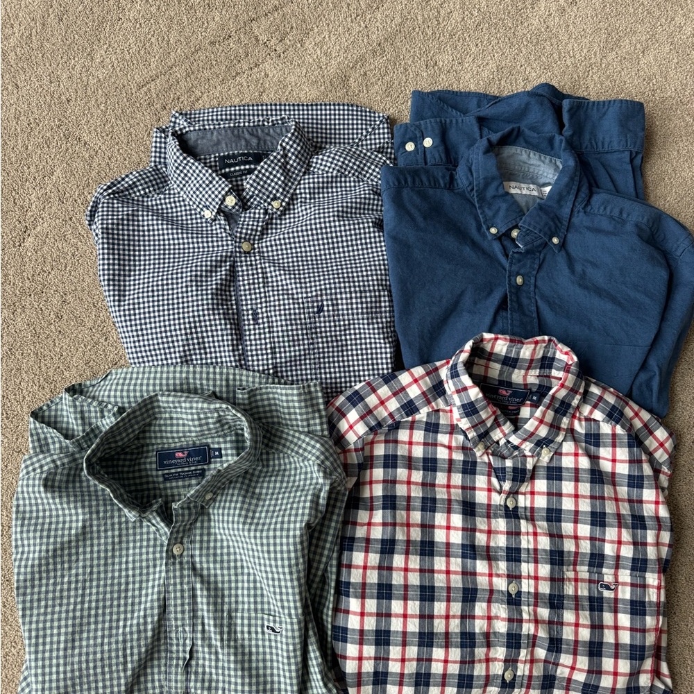 Vineyard Vines and Nautical Men's Blue and Green Checkered Shirts